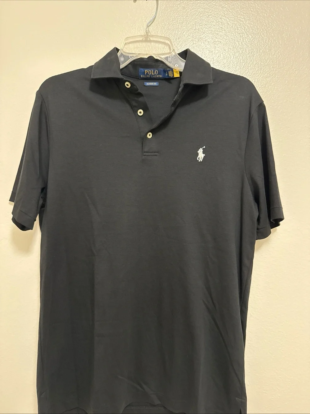 Size Small Ralph Lauren Men’s Black Polo with White Pony Logo